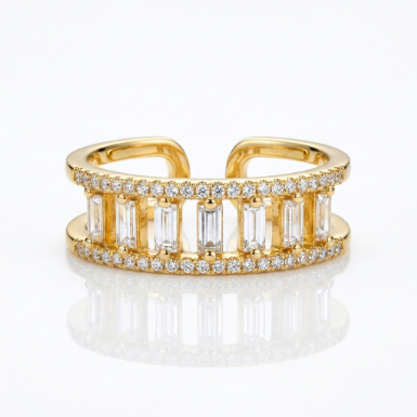 Signet Mid Band Lightweight Pavé Zircon Accent Stone 304 Stainless Steel Ring