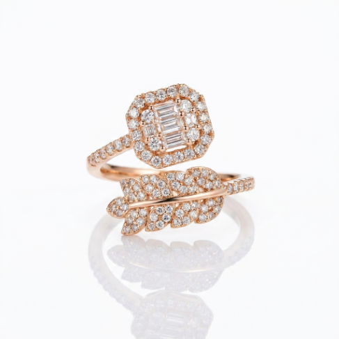 Golden Glow Stone Row Classic Motif Slim Pavé 304 Stainless Steel Ring