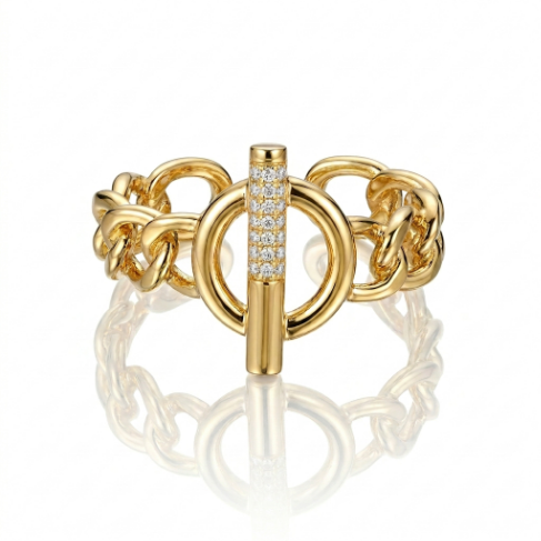 Signet Mid Band Stone Row Pavé Zircon 5A Stone 304 Stainless Steel Ring