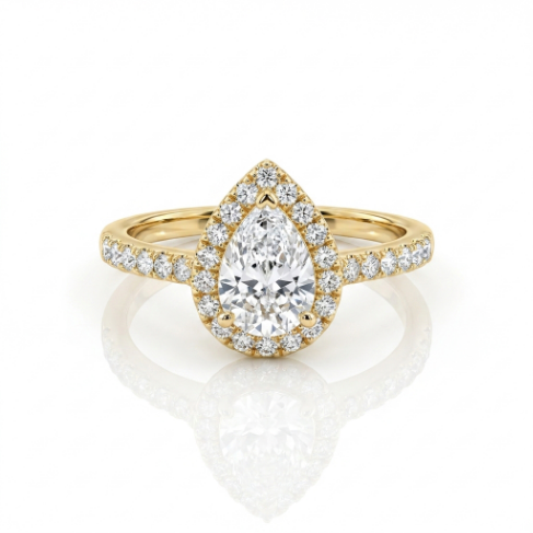 Golden Glow Stone Row Classic Motif Pavé Zircon 304 Stainless Steel Ring