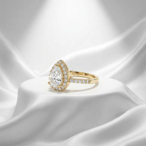 Golden Glow Stone Row Classic Motif Pavé Zircon 304 Stainless Steel Ring Hover