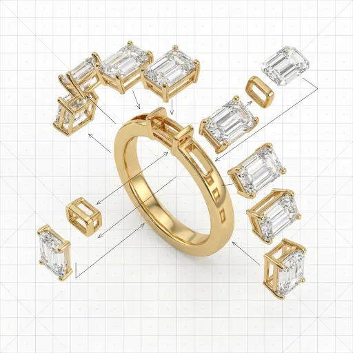 Classic Motif Slim Full Pavé Micro Pavé Accent Stone 304 Stainless Steel Ring