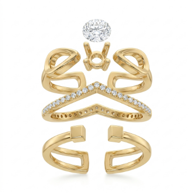 Signet Mid Band Lightweight Pavé Zircon Accent Stone 304 Stainless Steel Ring