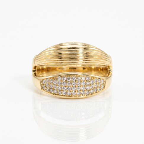 Signet Bold Stone Row Pavé Zircon Accent Stone 304 Stainless Steel Ring