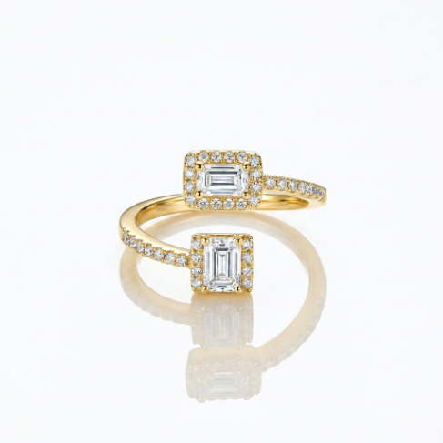 Stone Row Pavé Zircon Accent Stone 5A Stone Openwork 304 Stainless Steel Ring