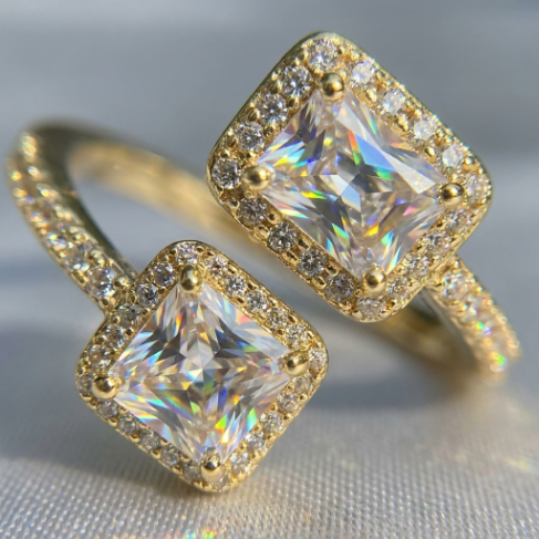 Stone Row Pavé Zircon Accent Stone 5A Stone Openwork 304 Stainless Steel Ring Hover