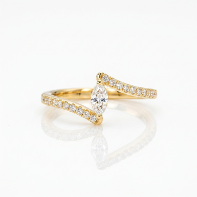 Golden Glow Stone Row Classic Motif Slim Pavé 304 Stainless Steel Ring