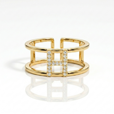 Wide Band Stone Row Pavé Zircon Accent Stone 5A Stone 304 Stainless Steel Ring