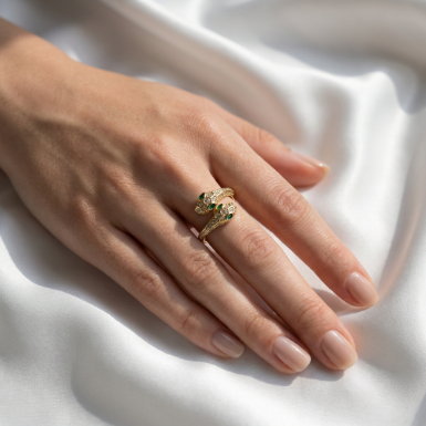 Golden Glow Stone Row Classic Motif Pavé Zircon 304 Stainless Steel Ring