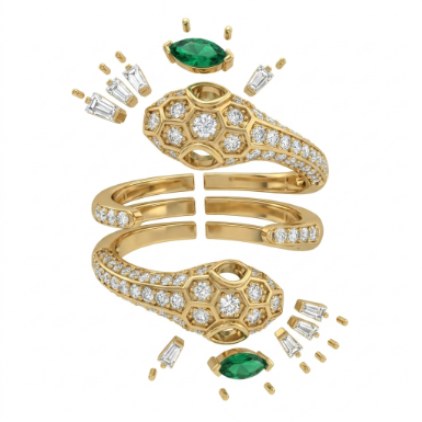 Golden Glow Stone Row Classic Motif Pavé Zircon 304 Stainless Steel Ring