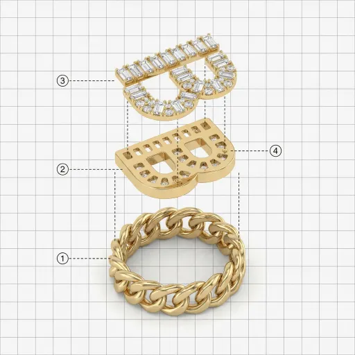 Stone Row Delicate Classic Motif Micro Pavé Accent Stone 304 Stainless Steel Ring