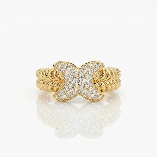Classic Logo Pave Zircon Stainless Steel Ring